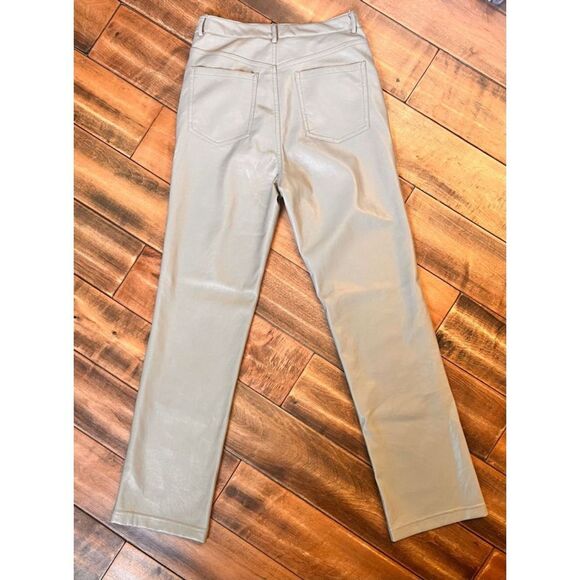 Black Tape Faux Leather Straight Leg Pants Taupe Small - Picture 4 of 12